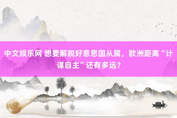中文娱乐网 想要解脱好意思国从属，欧洲距离“计谋自主”还有多