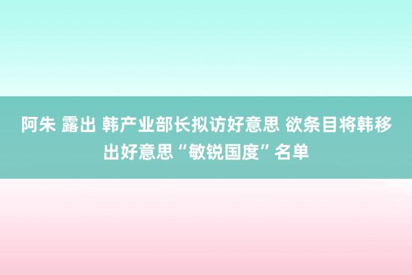 阿朱 露出 韩产业部长拟访好意思 欲条目将韩移出好意思“敏锐国度”名单