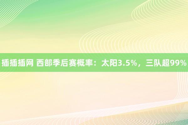 插插插网 西部季后赛概率：太阳3.5%，三队超99%