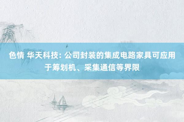 色情 华天科技: 公司封装的集成电路家具可应用于筹划机、采集通信等界限