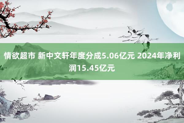 情欲超市 新中文轩年度分成5.06亿元 2024年净利润15.45亿元